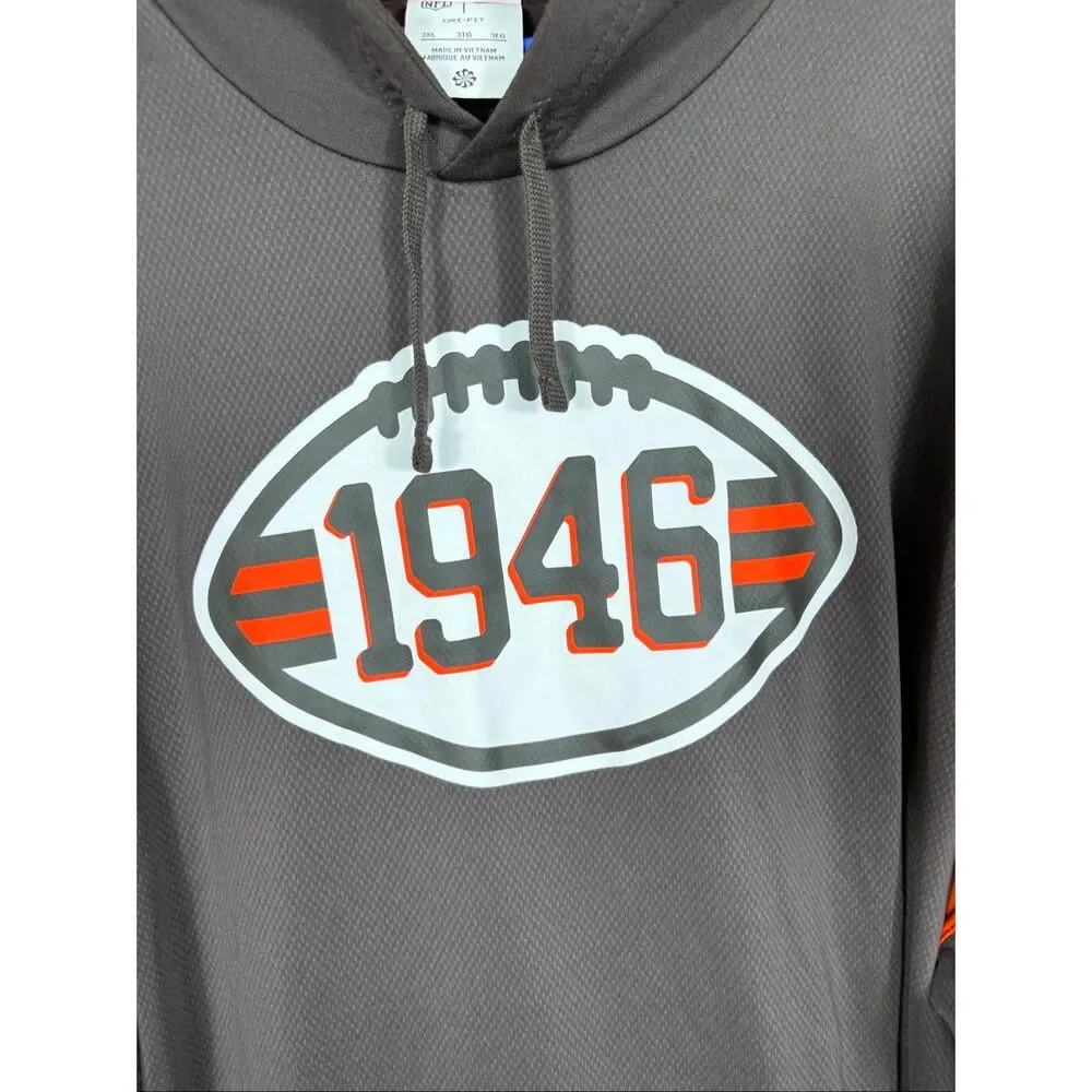 Nike Brown Cleveland Browns Sideline Arch Jersey Performance Pullover Hoodie siz